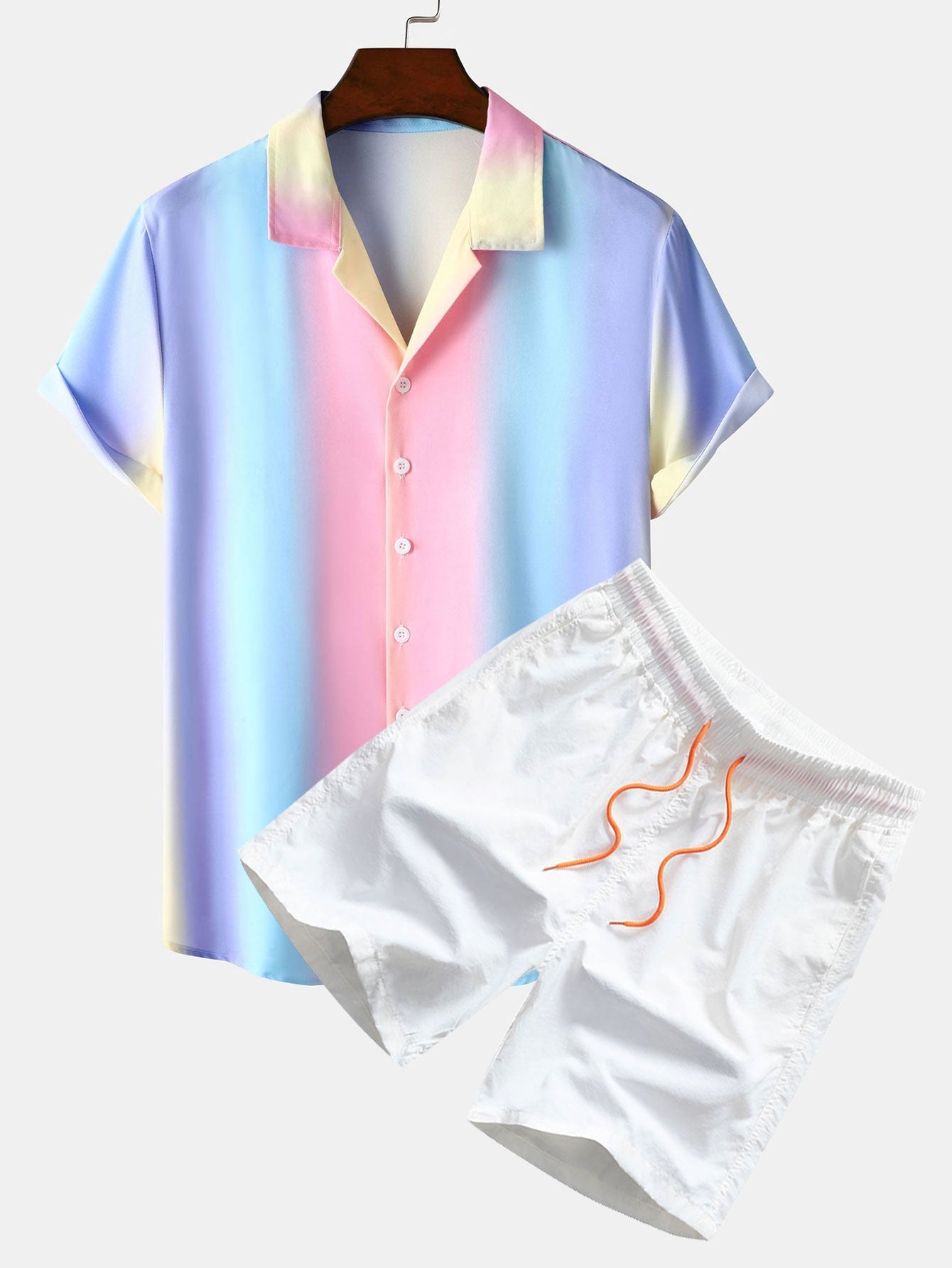 Gradient Ombre Cuban Shirt & Swim Shorts Set