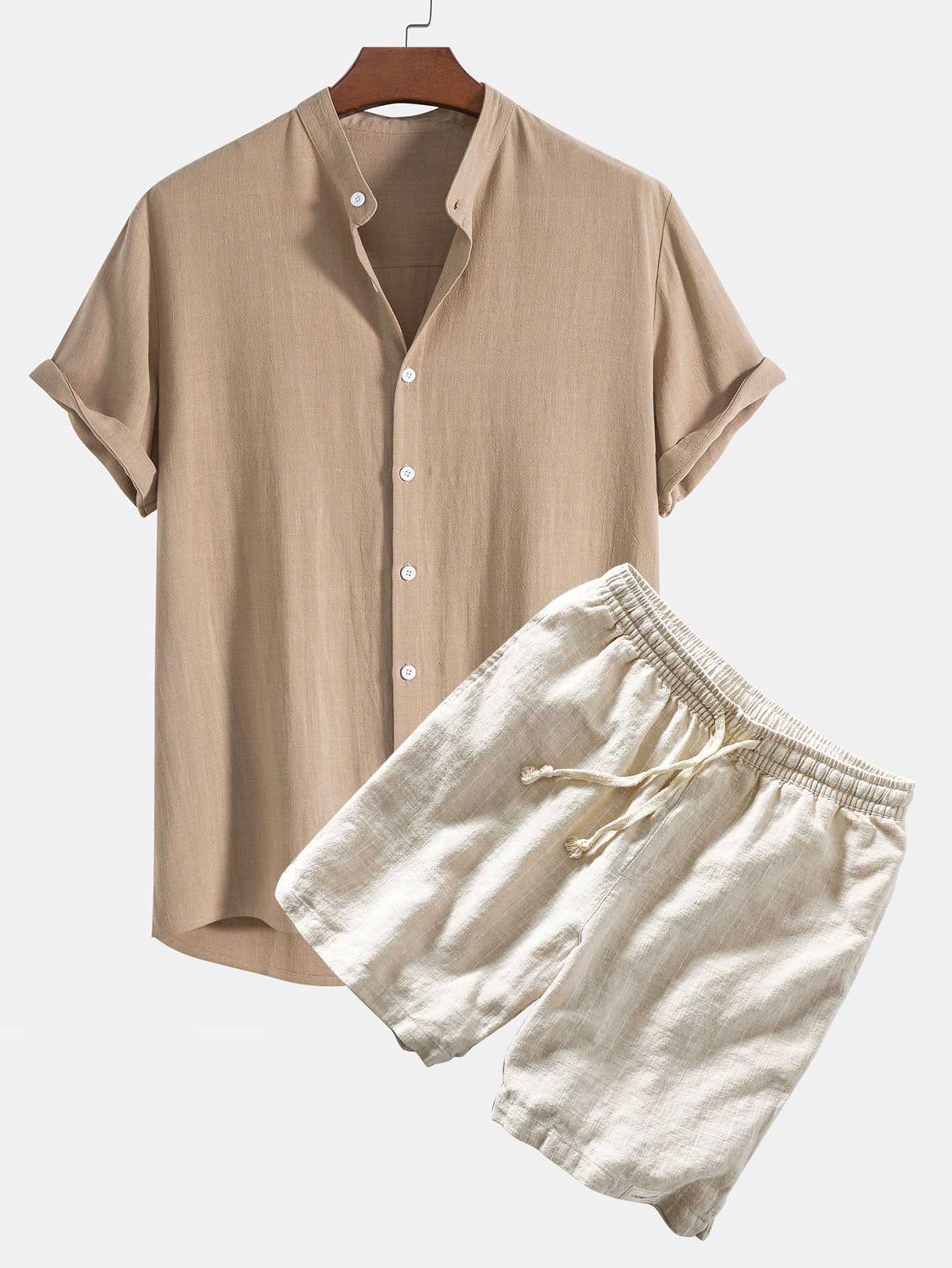 Summer Style Linen Blend Shirt & Striped Shorts