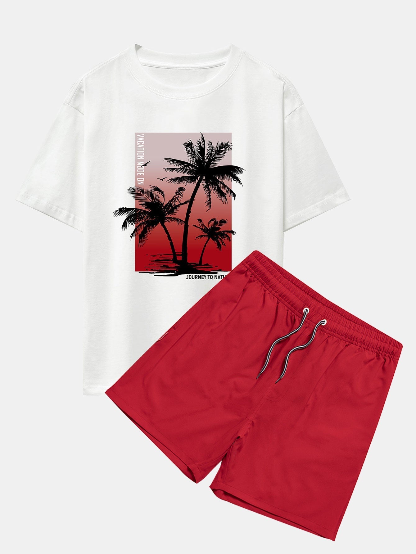 Tropical Palm Paradise Oversized T-Shirt & Swim Shorts