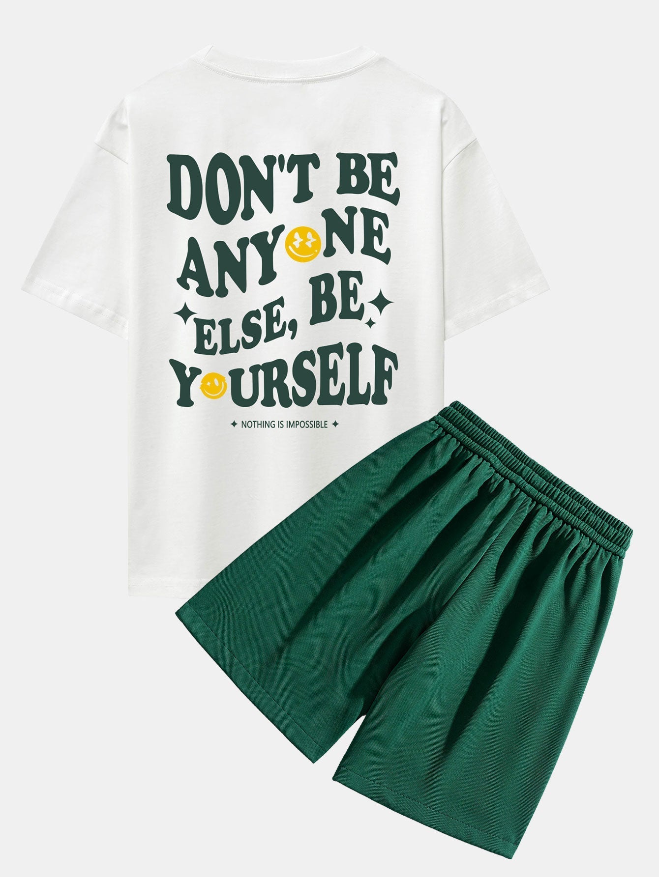 Slogan Back Print Drop Shoulder Oversize T-Shirt & Shorts