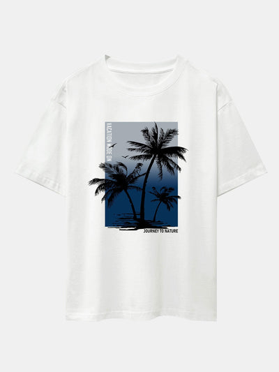 Tropical Vibes Palm Tree Oversized T-Shirt & Swim Shorts