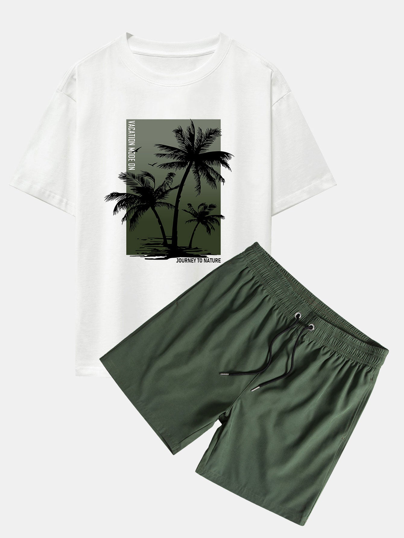 Tropical Vibes Palm Tree Oversized T-Shirt & Swim Shorts