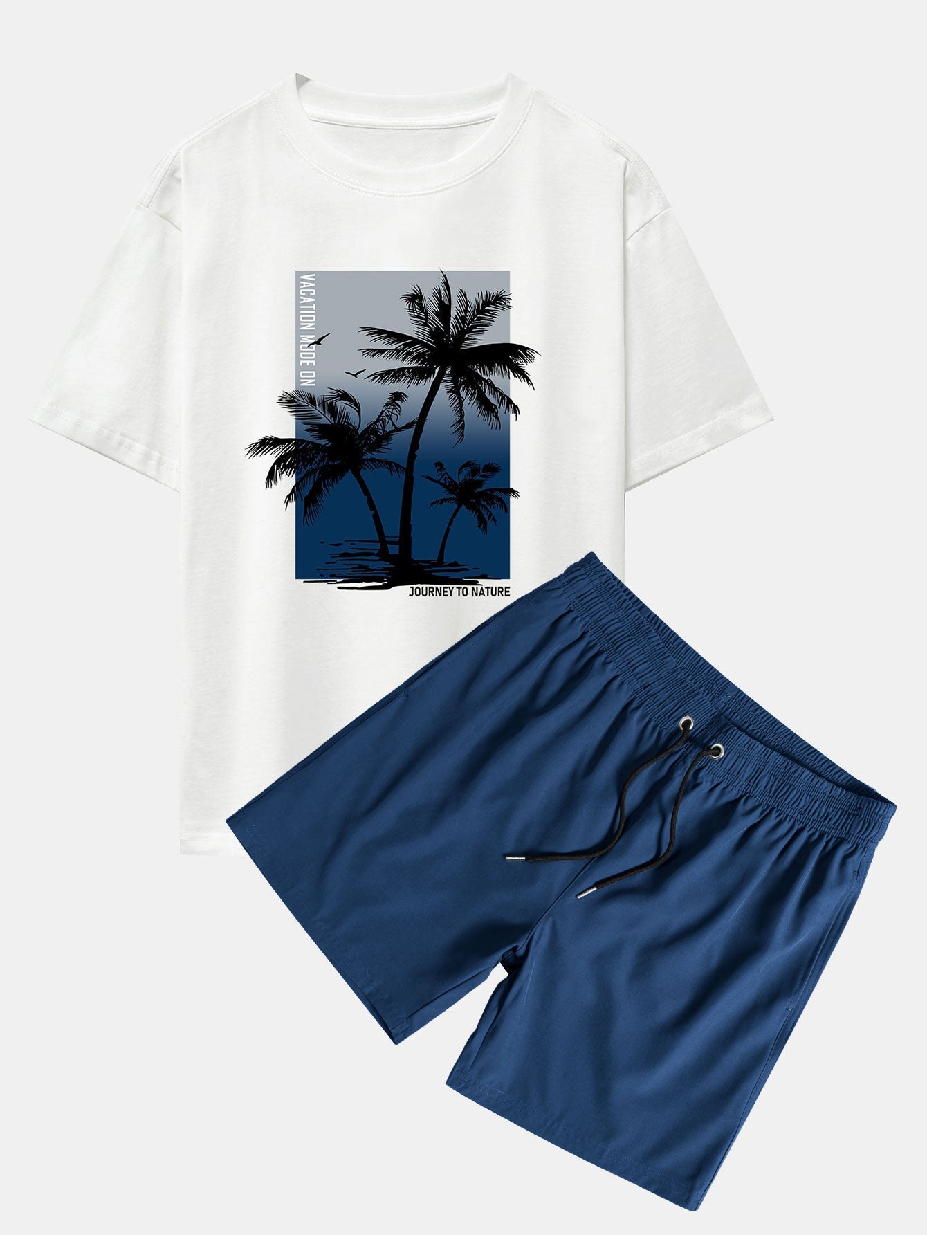 Tropical Vibes Palm Tree Oversized T-Shirt & Swim Shorts