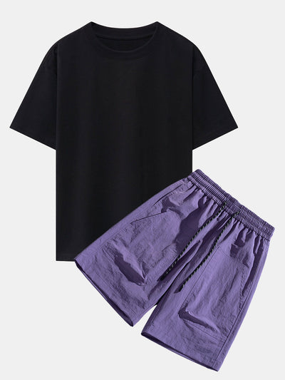 LA Vibes Drop Shoulder T-Shirt &amp; Patch Pocket Shorts