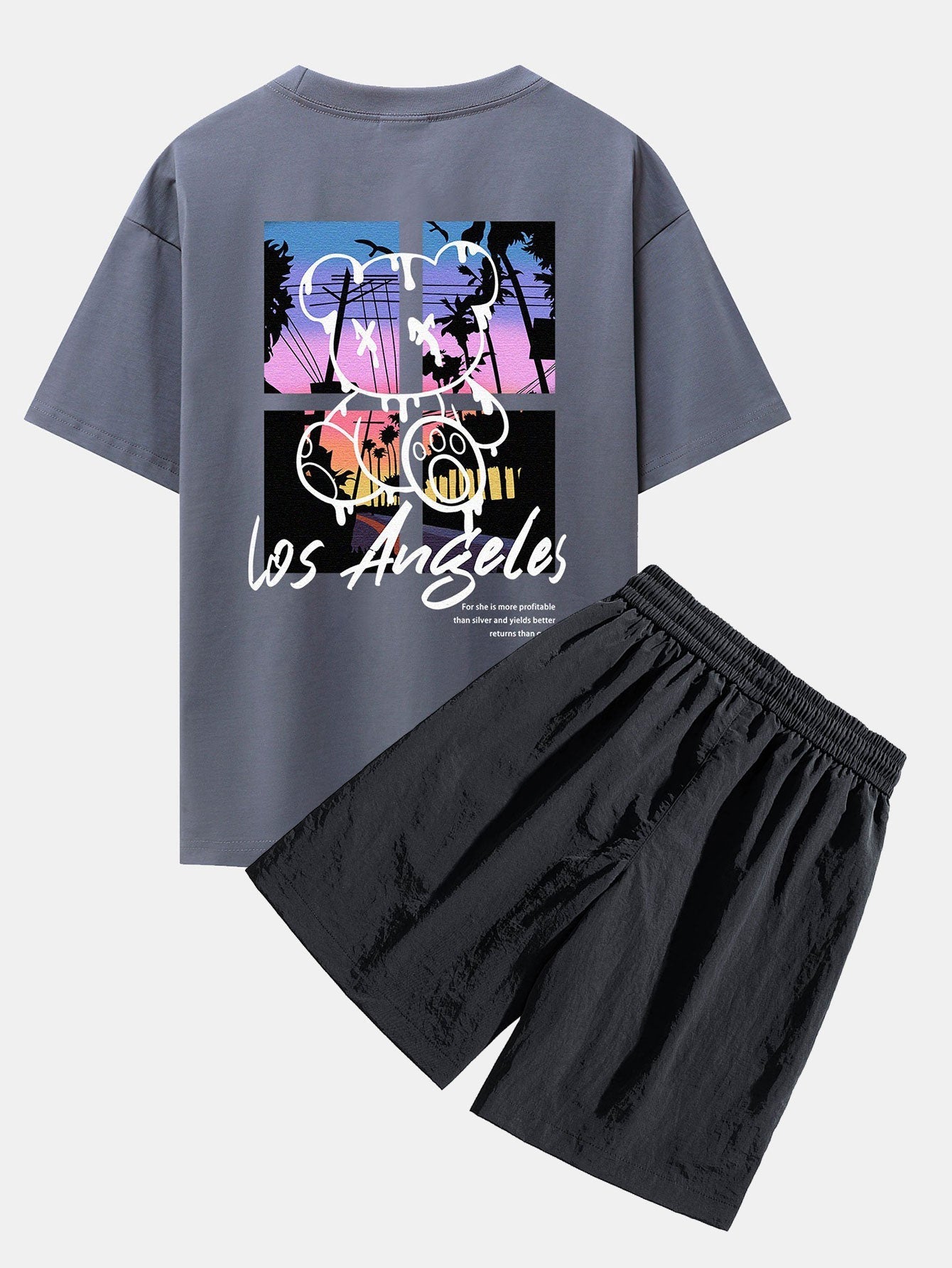 LA Vibes Drop Shoulder T-Shirt &amp; Patch Pocket Shorts