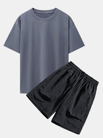 LA Vibes Drop Shoulder T-Shirt &amp; Patch Pocket Shorts