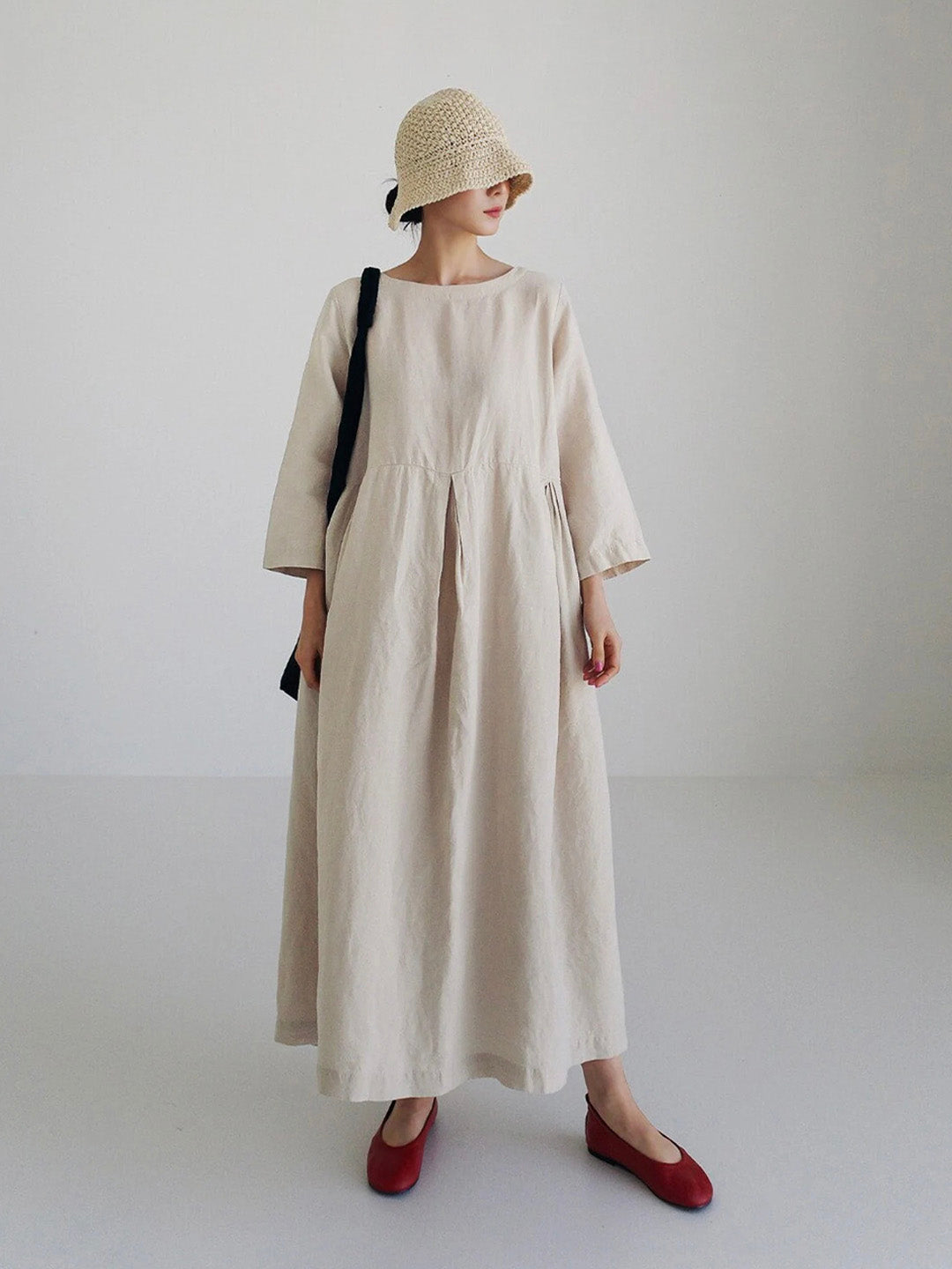 Nora - Loose Linen Dress with Side Pockets