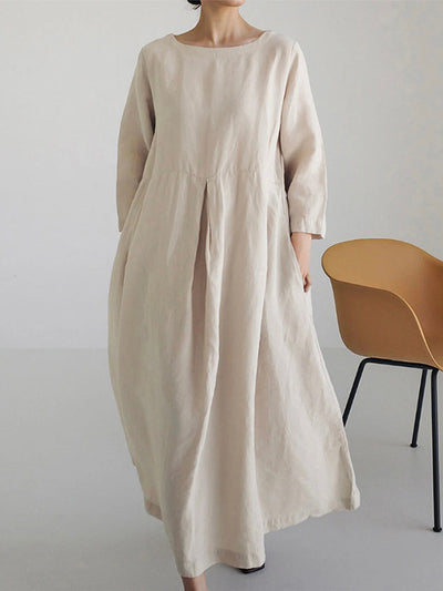 Nora - Loose Linen Dress with Side Pockets