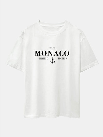 Monaco Slogan Oversized T-Shirt & Corduroy Shorts Set