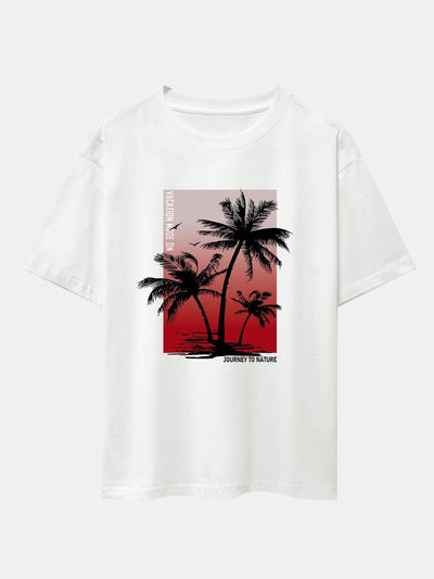 Tropical Palm Paradise Oversized T-Shirt & Swim Shorts