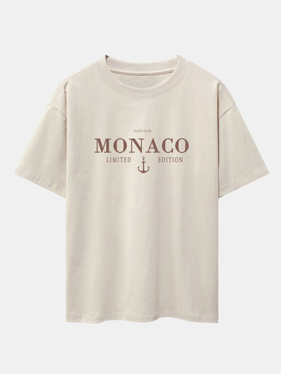 Monaco Slogan Oversized T-Shirt & Corduroy Shorts Set